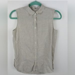 Uniqlo 100% Linen Sleeveless Collared Button Down Top sz S
